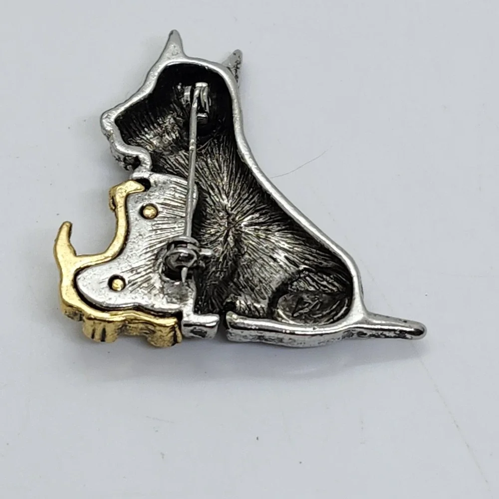 Scottish Terrier Scottie Dog Two Tone Puppy Mother Silver Gold Liz‎ Claiborne